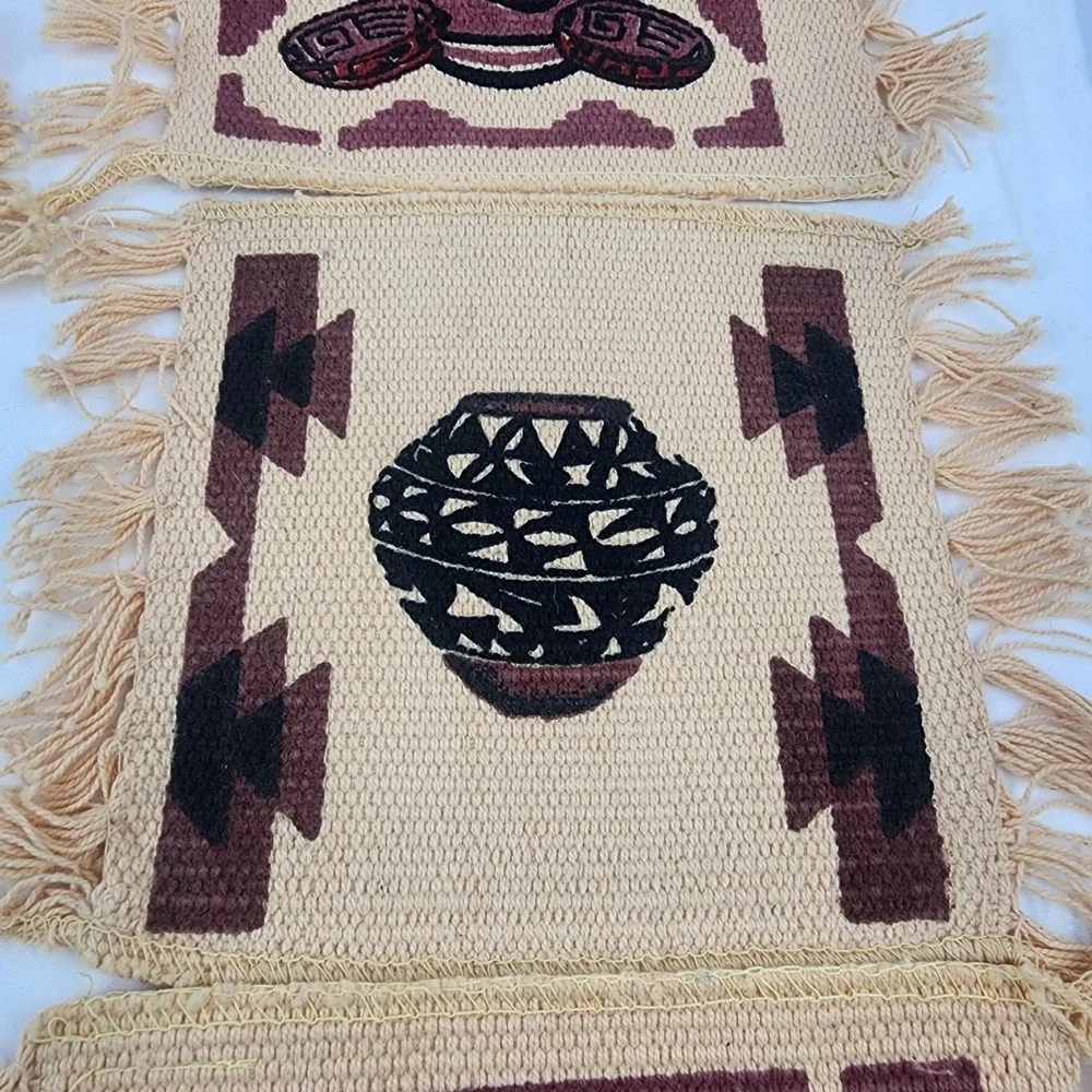 Lot 8 Southwestern Woven Cotton Drink Coasters El Paso Saddle Blanket Co pottery